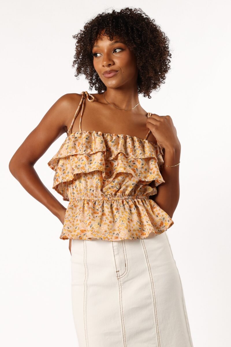Ruffle Top - Taupe Multi - Image 3