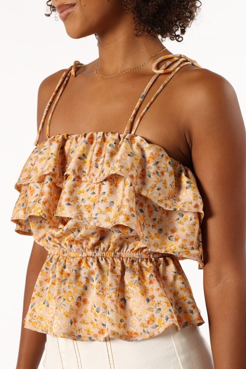 Ruffle Top - Taupe Multi - Image 2