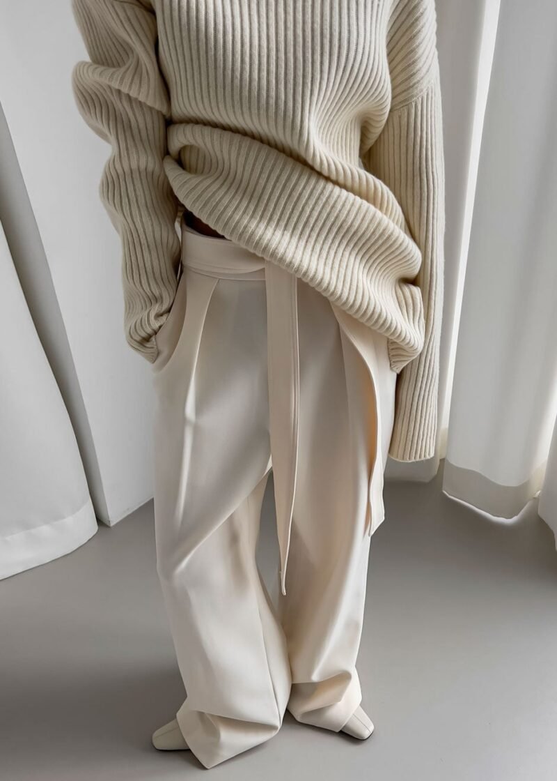 Ribbed Sweater Dress - Cream - Image 3