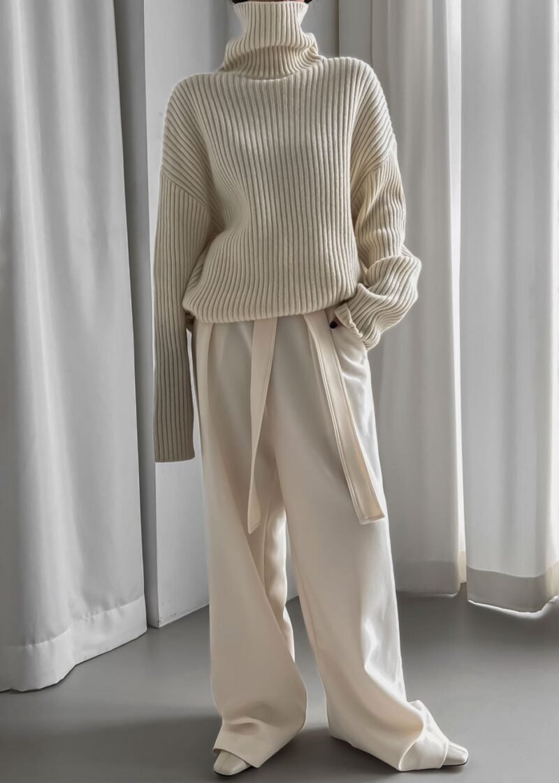 Ribbed Sweater Dress - Cream