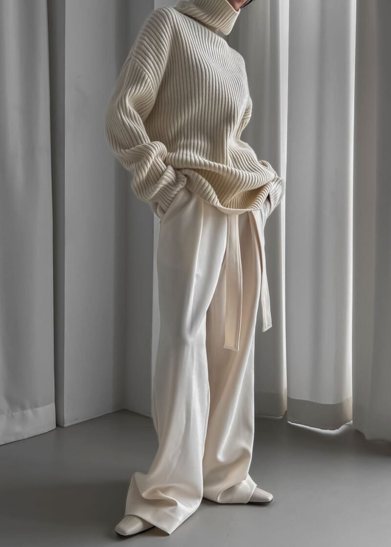 Ribbed Sweater Dress - Cream - Image 7